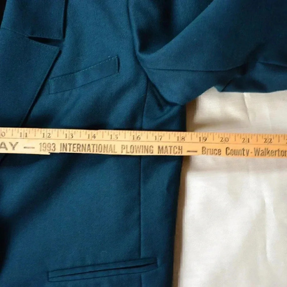 Vtg Garey Petites  Teal Wool Blazer - Picture 8 of 10
